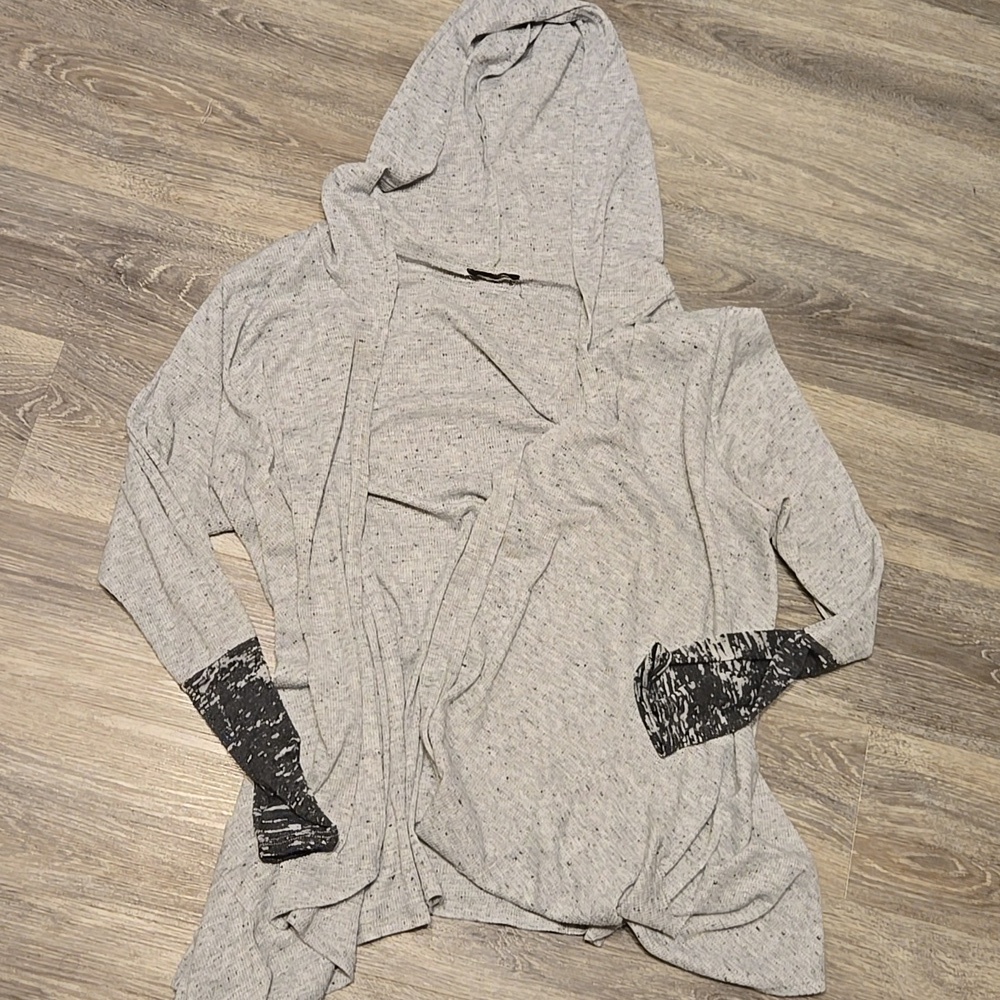 Botanique 1X waffleknit hooded cardigan